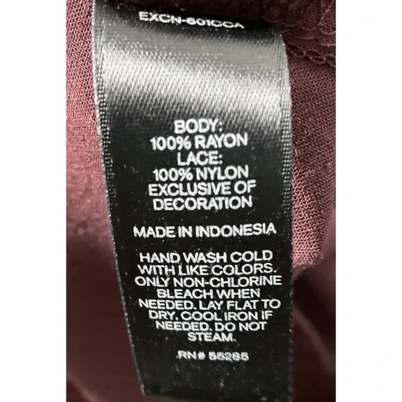 Express Blouse Womens Sz L Maroon Lace Sheer Relaxed Romantic‎ Peasant Boho - Picture 10 of 11